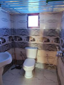een badkamer met een toilet en een wastafel bij Casablanca Beach Camp in Nuweiba‘ el Muzeinah