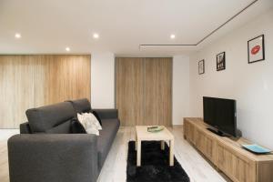 ein Wohnzimmer mit einem Sofa und einem TV in der Unterkunft arcoiris apartment in Santander