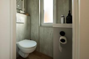 ein Bad mit einem weißen WC und einem Fenster in der Unterkunft Vakantiepark duinzicht in Koudekerke