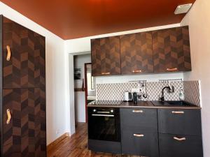 ソール・オスゴールにあるOcean View by carlon luxury rentalsの黒いキャビネットとシンクのあるキッチン +12枚の写真