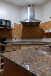 uma cozinha com um balcão e um micro-ondas em Gadita Suite by Gades Gestión em Cádiz
