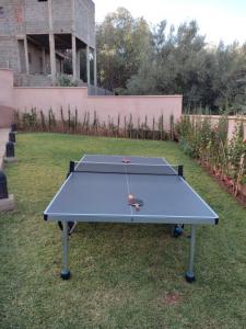 a ping pong table in the grass in a yard at Riad Timskrine in Ourika