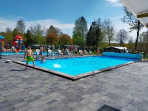 un gruppo di persone che giocano in piscina di Camping de Zeven Heuveltjes a Ees
