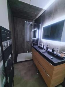 a bathroom with a sink and a shower at T4 proche de tout ! Séjour parfait garanti in Saint-Herblain