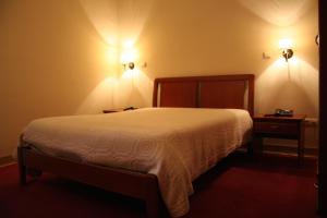 - une chambre avec un grand lit et 2 tables de chevet dans l'établissement Residencial Dom Duarte, à Viseu
