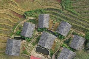 Una vista aérea de un campo con hileras de casas. en SaPa Farmer House, en Sa Pa