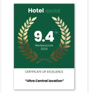 Certifikát, hodnocení, plakát nebo jiný dokument vystavený v ubytování Ultra central location