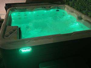 Unique! jacuzzi privé 35°C + cinéma Villa entière في ميزيو: حوض سباحة في الجزء الخلفي من السيارة +21 صورة