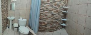 a bathroom with a toilet and a shower at Casa 1er piso D&C in Huancayo