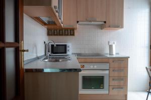 una cucina con lavello e microonde di Bonito piso en San Ildefonso - Centro a Jaén