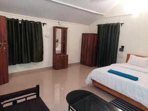 a bedroom with two beds and a tv in it at Jardim De Sanfrancisco in Agonda