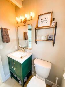 a bathroom with a toilet and a sink and a mirror at Mountain Views / near hiking trails and ski slopes in Breckenridge