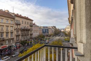 a view of a street in a city with buildings at Luxurious & Spacious Central Residence with Balcony in Budapest
