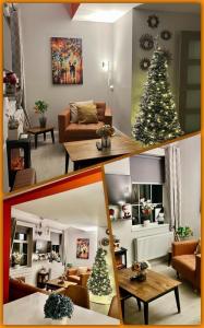 a collage of a living room with a christmas tree at Trinity Apartments Four 1-Bedroom Apts Waterford City Centre in Waterford