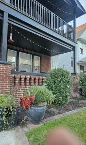 a house with a porch with plants in front of it at Charming! near CLE Clinic/UH/CWRU/Dwntwn w/porch in Cleveland