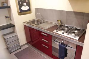 uma pequena cozinha com um lavatório e um fogão em Domus Superior Banchi Nuovi - Navona Pl. - Pantheon em Roma