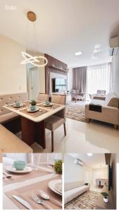 Et opholdsområde på Apartamento vista para o mar + 16 billeder