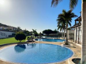 una gran piscina con palmeras en un complejo en Ocean Duplex en San Miguel de Abona
