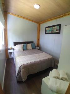 a bedroom with a large bed in a room at Tiny House Melgarejo in San Carlos de Bariloche