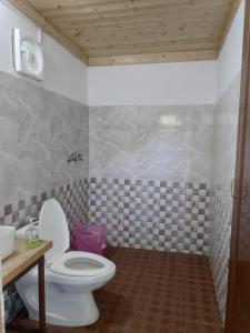 uma casa de banho com um WC e um lavatório em Homestay Nature Auli em Jyotirmath