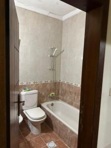 伊爾比德的住宿－شقه للأيجار في منطقه الراهبات الورديه，一间带卫生间和浴缸的浴室