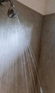 a shower with water pouring from a shower head at Pousada Spa Oasis in Caraíva