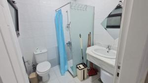 a bathroom with a shower and a toilet and a sink at Comfort Zone at Turtles Beach Resort in Hurghada