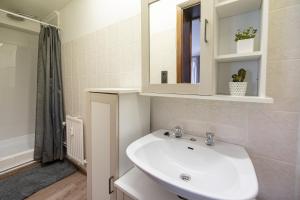 a bathroom with a white sink and a mirror at Le Studio by La Reine City Center in Spa