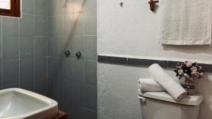 uma casa de banho com um WC e um lavatório em Cabañas Los Saucos em Mesa de Palomas