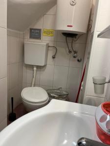 a small bathroom with a toilet and a sink at Kristina in Novi Sad