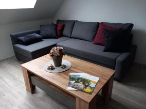 Posezení v ubytování Neubau: Ferienwohnung Im Suddenfeld - zentral und doch ruhig gelegen + 8 fotografií