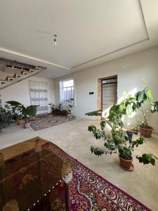 a large room with a lot of plants in it at Emir Guest House in Karakol in Karakol