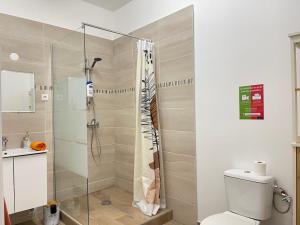a bathroom with a shower and a toilet at APPART cocon-1 chambre-Salon Séjour -IDEAL 4 personnes-Pont Achard #1-Ga in Poitiers