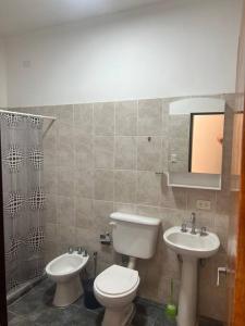 La salle de bains est pourvue de toilettes et d'un lavabo. dans l'établissement Departamento 3 huéspedes dep3, à Choya