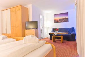 Televízia a/alebo spoločenská miestnosť v ubytovaní Ferienhotel Alber
