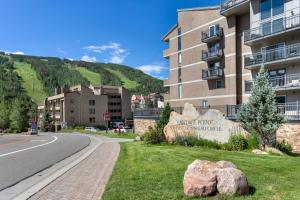 a building with a sign on the side of a road at Vantage Point 403 in Vail
