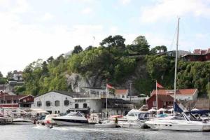 a group of boats are docked in a harbor at Holiday Appartement in Brevik in Porsgrunn