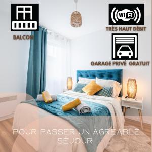 Katil atau katil-katil dalam bilik di Le Nid Douillet T2, Wifi, Parking privé gratuit