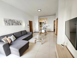 uma sala de estar com um sofá e uma televisão em Anadia Atrium no Funchal