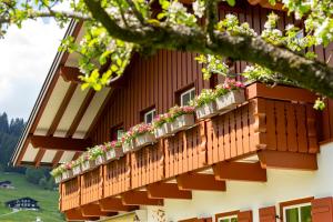 un edificio con fioriere sui balconi di Haus Berg & Tal a Hirschegg