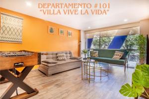 Posezení v ubytování Corazón de Condesa 3 departamentos - 200Mbps WiFi, Roof, Gym