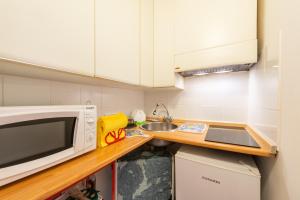 a small kitchen with a microwave and a sink at Maison della Luce in Rome