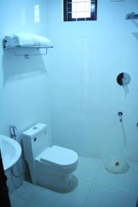 スルタン・バザリーにあるNEW MOUNT RESIDENCYの白いトイレと洗面台のあるバスルーム