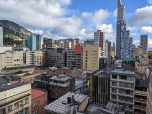 a view of a city with tall buildings at Panorama central in Bogotá