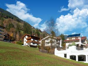 a group of buildings on a hill next to a field at great apartment near the ski area in Hippach