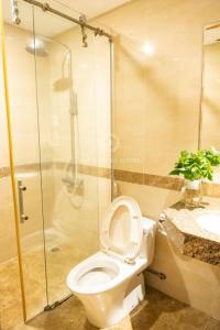 a bathroom with a toilet and a shower and a sink at Hotel No 9 Nguyễn Trường Tộ - by Bay Luxury in Hanoi