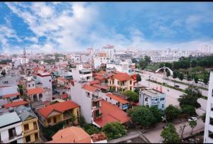 an overhead view of a city with buildings at Hương Sen Hotel Bac Giang in Bắc Giang