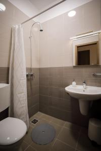 a bathroom with a toilet and a sink at East Station Comfort Plus in Budapest