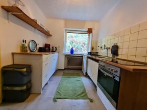 a kitchen with a sink and a window in it at Ferienwohnungen-Allerheiligen-Wasserfälle in Oppenau