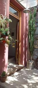 un accès à un bâtiment avec un cactus et une porte dans l'établissement Casa.Colibri.LaCumbre, à La Cumbre